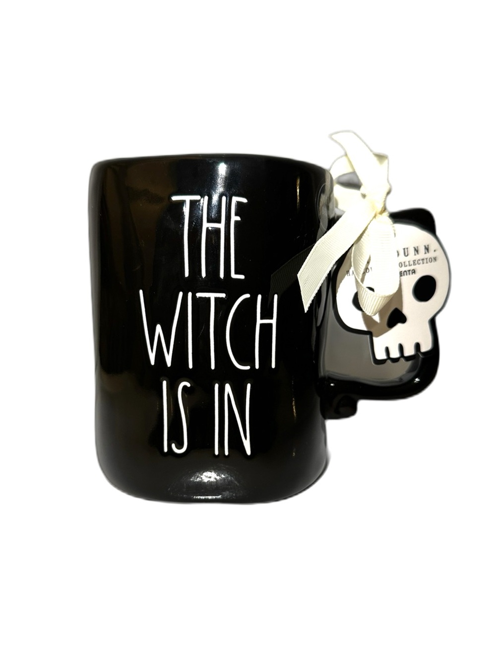 Rae Dunn The Witch Is In Black Cat Halloween Double Sided Mug NWT